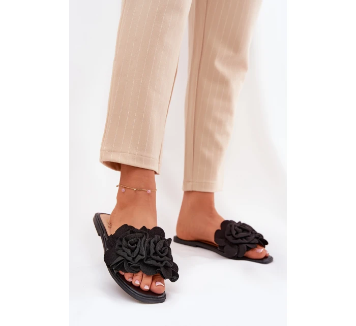 Ploché Dámské Pantofle S Mašlí Černé model 21688613 - Boto