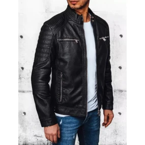 Pánská černá kožená bunda černá model 20543024 - Dstreet
