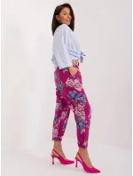 Dámské kalhoty DHJ SP model 21055768 Fialová s květy - FPrice