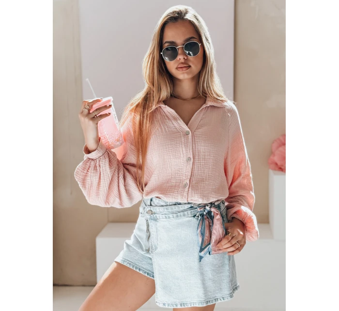 Dámska mušelínová košeľa 208 ružová - Kesi