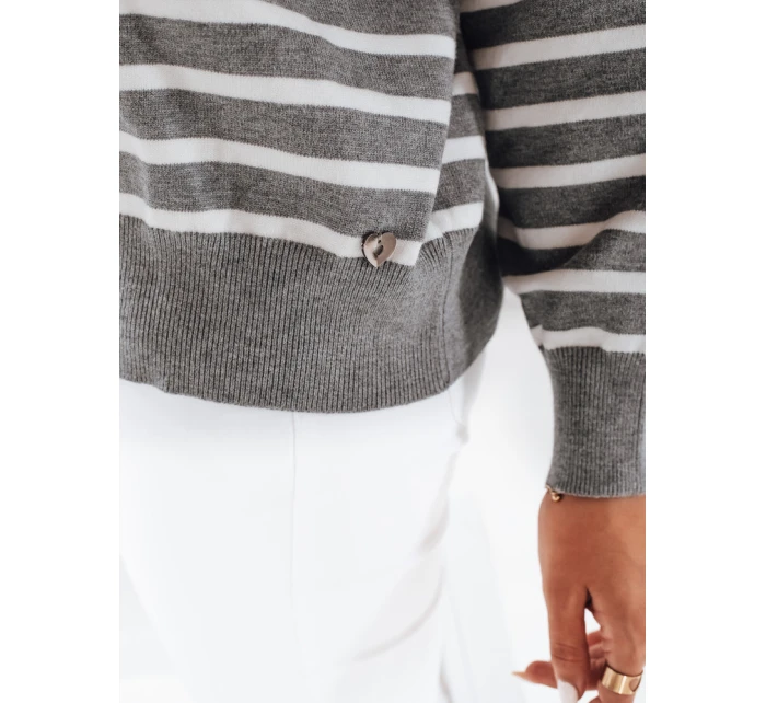 FashionStreet sivý pruhovaný dámsky sveter MY2540 FashionStreet sivý pruhovaný dámsky sveter MY2540