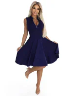 šaty s rozšířeným spodním dílem a zlatým zipem model 21171075 - numoco