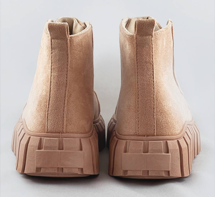 Svetlo béžové šnurovacie topánky z imitácie semišu (XA057)