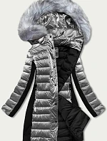 Dámska zimná bunda zo zmiešaných materiálov sivá (dk067-45)