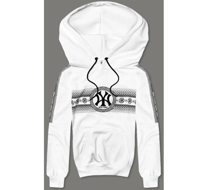 Biela pánska mikina s kapucňou (8B1100-1)