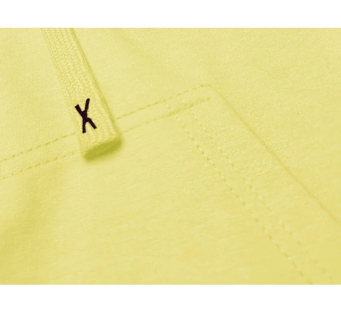 Krátka mikina s kapucňou v citrónovej farbe (8B939-33)