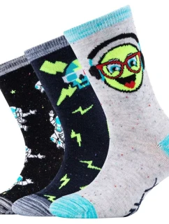 Skechers 3PPK Chlapčenské voľnočasové ponožky Space and Smileys SK41060-5801 Viacfarebné 23-26