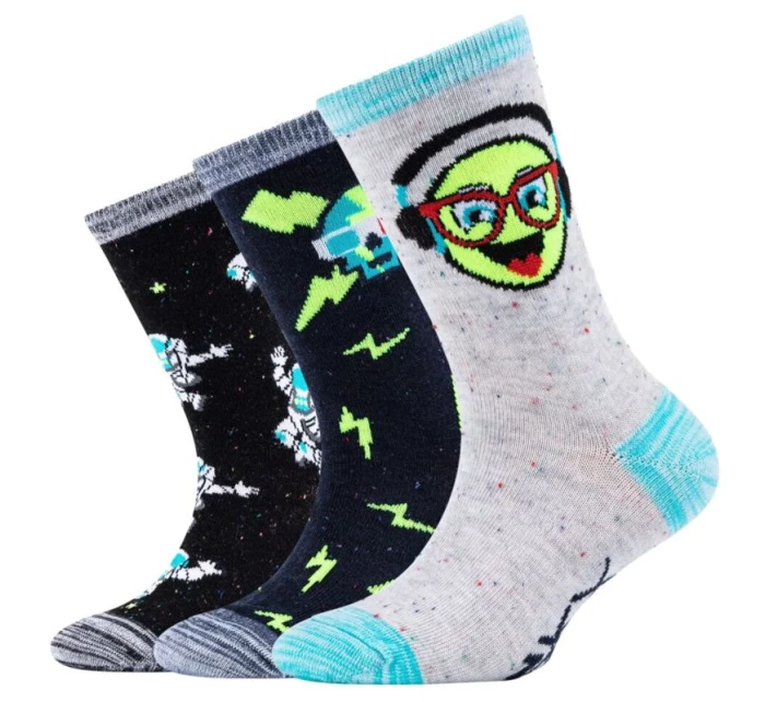 Skechers 3PPK Chlapčenské voľnočasové ponožky Space and Smileys SK41060-5801 Viacfarebné 23-26 Skechers 3PPK Chlapčenské voľnočasové ponožky Space and Smileys SK41060-5801 Viacfarebné 23-26