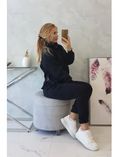 Zateplený rolák s kapucňou čierny