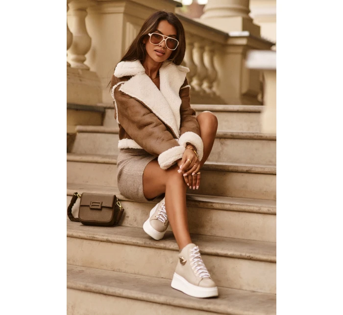 Trampki Damskie Wysokie Na Suwak Lemar Beżowe Katerin Trampki Damskie Wysokie Na Suwak Lemar Beżowe Katerin