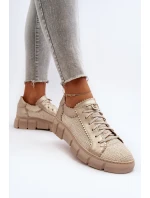 Damskie Skórzane Półbuty Maciejka 05850-22 Jasnobeżowe