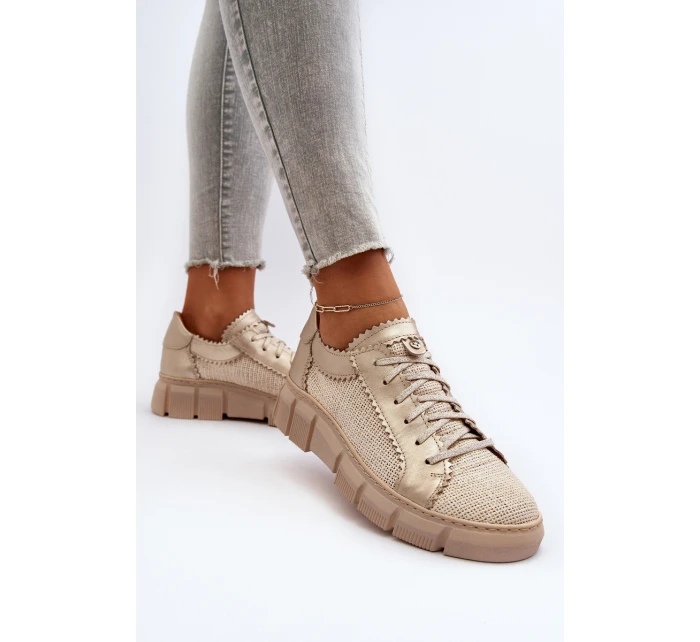 Damskie Skórzane Półbuty Maciejka 05850-22 Jasnobeżowe