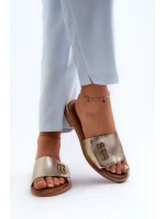 model 21659224 Elegantní Dámské Kožené Žabky Zlaté - Zazoo