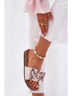 Dámské pantofle s mašlí na korkové platformě béžové model 21687426 - Boto Dámské pantofle s mašlí na korkové platformě béžové model 21687426 - Boto