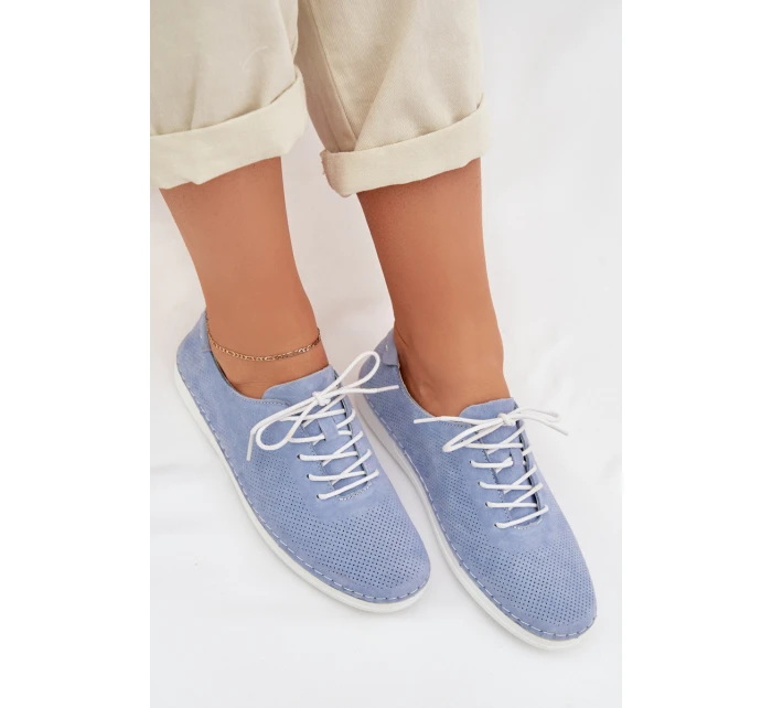 Dámské polobotky z přírodního semiše model 22013889 Modré - S.Barski