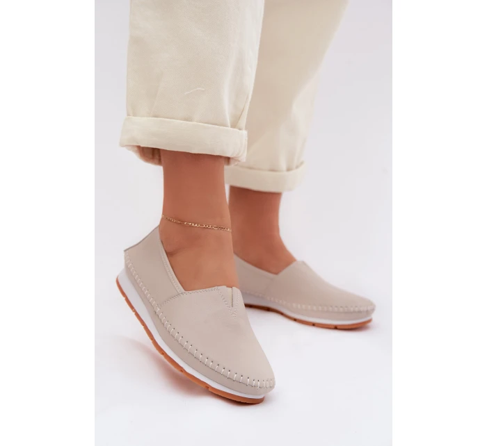 Kožené dámské polobotky S.Barski LR61-7051 Béžové