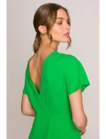 S398 Šaty v tvare ceruzky s bočným rozparkom - zelené
