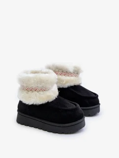 Detské členkové snehule s kožušinou a vzorom Black Melefia