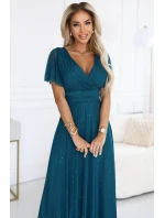 Dlouhé třpytivé šaty  lahvově zelené  model 21893580 - numoco