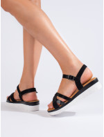 Dizajnové dámske čierne sandále na klinku