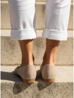 Dámske semišové špicaté baleríny béžové FashionStreet ZY1351