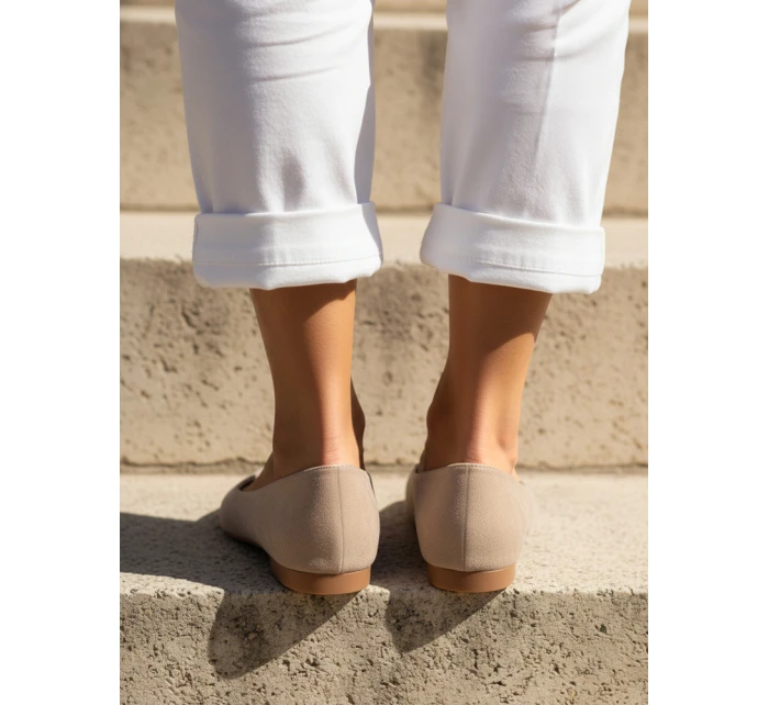 Dámske semišové špicaté baleríny béžové FashionStreet ZY1351