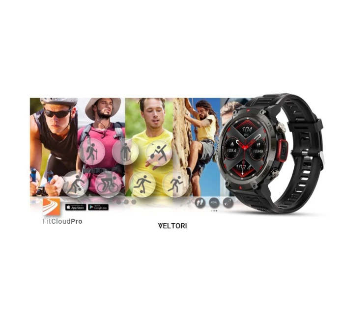 VELTORI VT140-1 Smartwatch Čierny silikónový remienok VELTORI VT140-1 Smartwatch Čierny silikónový remienok