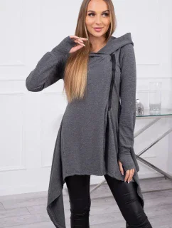 Mikina s kapucí a zipem na boku grafitová