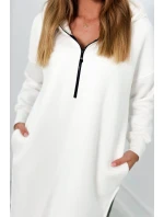 Zateplená mikina s bočnými rázporkami ecru