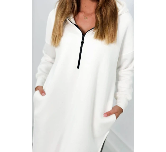 Zateplená mikina s bočnými rázporkami ecru
