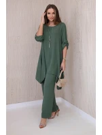 Sada halenky + kalhot s přívěskem tmavá khaki