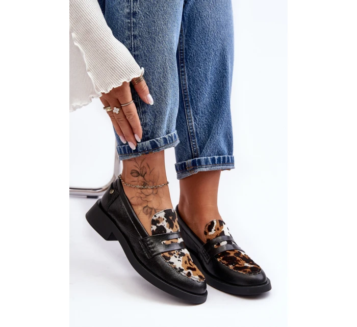 Skórzane Półbuty Mokasyny Damskie Maciejka 06250-01 Czarne