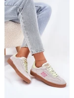 Zamszowe Buty Sportowe Sneakersy Damskie D.Franklin DFSH387005 Zgaszona Biel