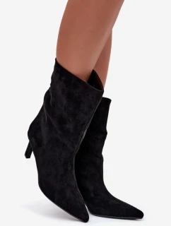 Dámske členkové čižmy na podpätku Solvienne - čierne