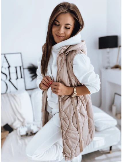 Dámská prošívaná vesta béžová Dstreet model 21966375 - FashionStreet Dámská prošívaná vesta béžová Dstreet model 21966375 - FashionStreet