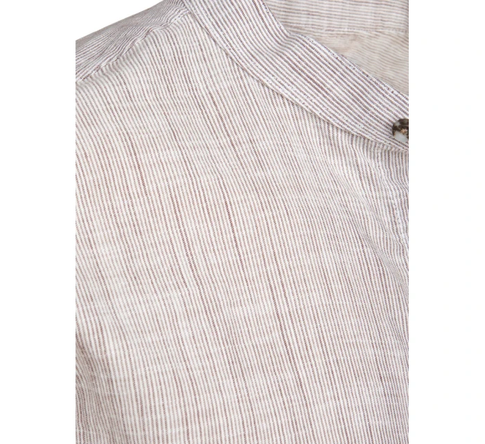 Pánska košeľa s dlhým rukávom a golierom hnedá FashionStreet DX2660