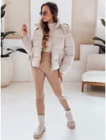 Dámská prošívaná bunda s kapucí béžová Dstreet model 21991198 - FashionStreet