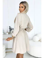 339-4 BINDY Dámske šaty s výstrihom a opaskom - BEACH 339-4 BINDY Dámske šaty s výstrihom a opaskom - BEACH