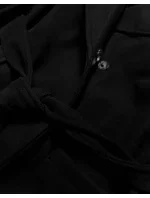 Čierny dámsky kabát s kožušinou (SASKIA)