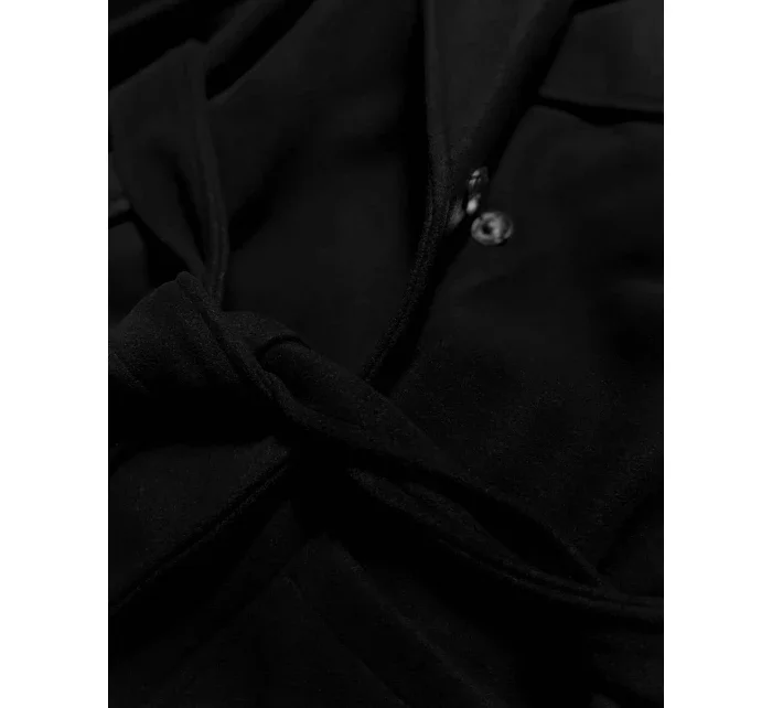 Čierny dámsky kabát s kožušinou (SASKIA)