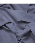 Šedomodrý dámsky minimalistický kabát (747ART)