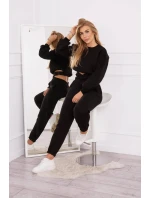 Zateplená súprava s krátkou mikinou čierna