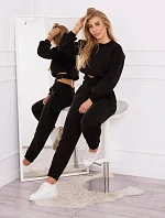 Zateplená súprava s krátkou mikinou čierna