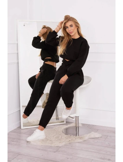 Zateplená súprava s krátkou mikinou čierna