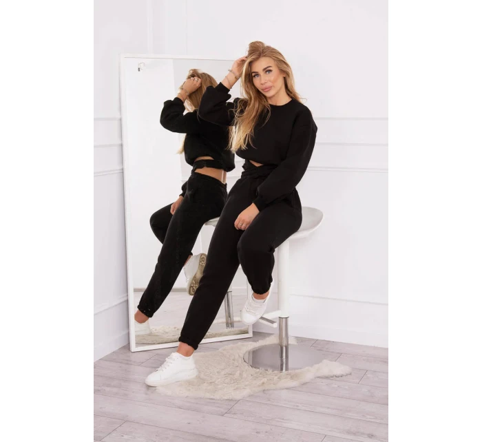 Zateplená súprava s krátkou mikinou čierna