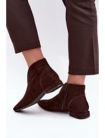 Nízké kotníkové boty s výřezem na zip Ploché podpatky Čokoládové model 22320438 - Boto Nízké kotníkové boty s výřezem na zip Ploché podpatky Čokoládové model 22320438 - Boto