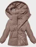 Dámska zimná bunda s kapucňou tmavo béžová (5M3169-84)