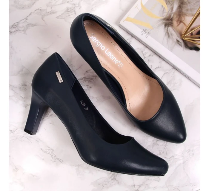 Sergio Leone tmavomodré lodičky na podpätku