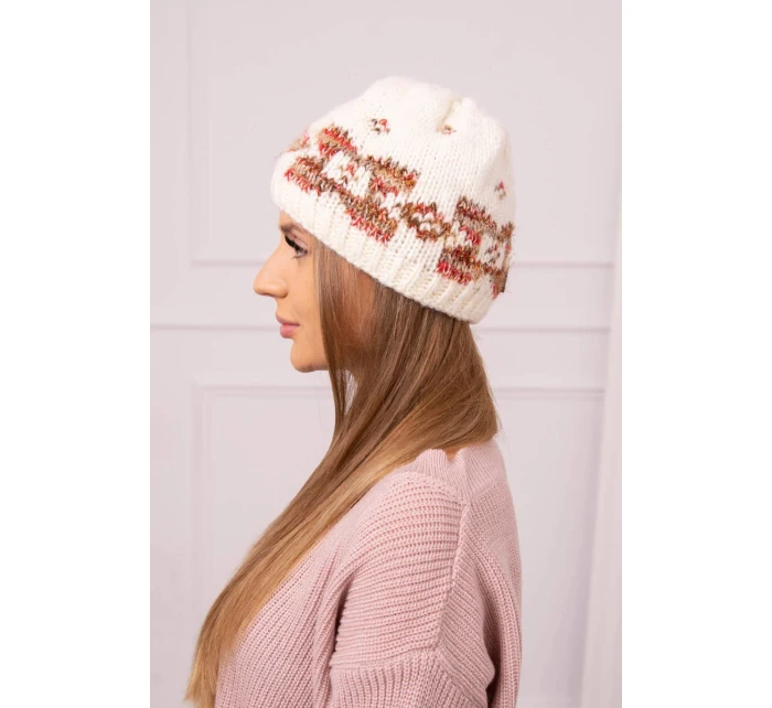 Dámska čiapka Otylia K387 ecru+red