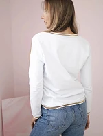 Dámska mikina s kapucňou s flitrovým nápisom biela